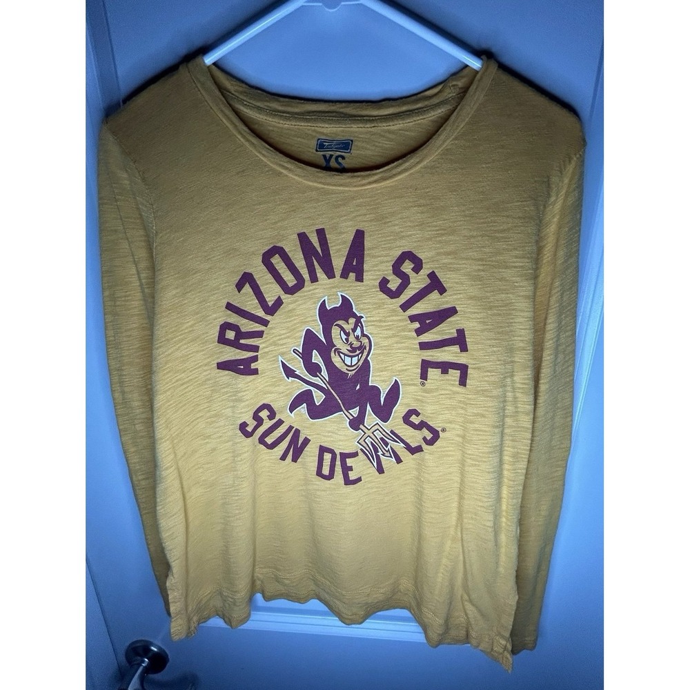Arizona State‎ University Sun Devils Graphic Yellow Long Sleeve Shirt Womens XS